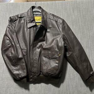 Knox Armory Alpha Industries Mens 2XL Brown Leather A-2 Flight Bomber Jacket